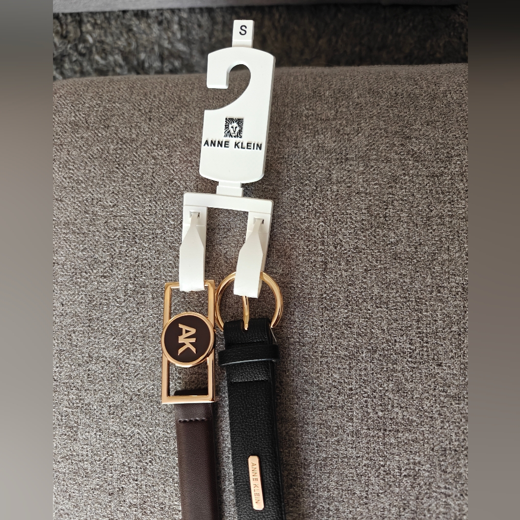 Anne Klein Black And Brown Belts With Gold Buckles